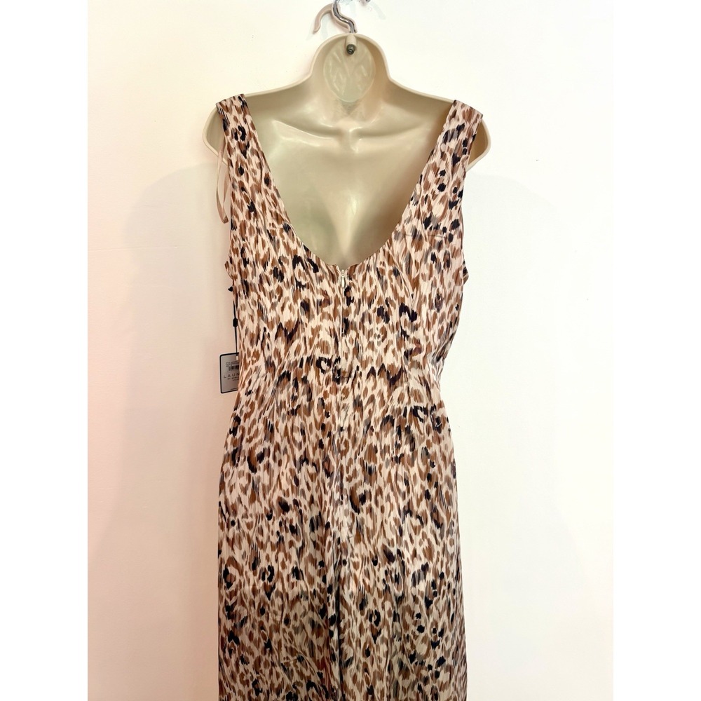 Laundry Shelli Segal Cowl Neck Slip Dress Maxi NWT Sz 8 M Brown Leopard Print - Picture 8 of 9